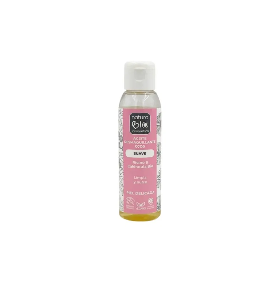 Aceite desmaquillante de ricino y caléndula ojos suave ecológico, 100 ml - NaturaBio Cosmetics