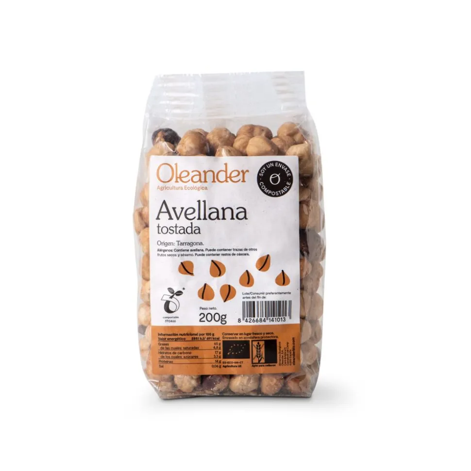 Avellanas tostadas sin piel ecológicas, 200 g - Oleander