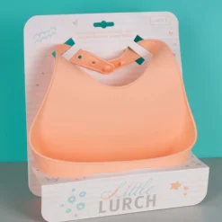Babero bebé de silicona platino, naranja - Lurch