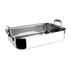 Bandeja de acero inoxidable honda para horno con asas, trichef, 35 cm - Lacor