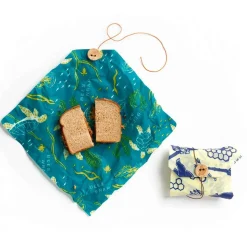Bee's Wrap envoltorio de cera de abeja sandwich, 2 u. Modelo osos y océano