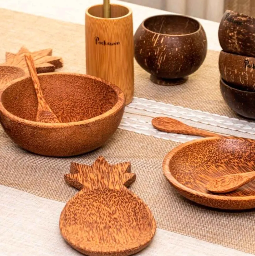 Bol de madera de coco, 18 cm - Packawin