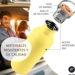 Botella de acero inoxidable, 1000 ml, amarilla - Bambaw