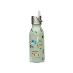 Botella térmica acero inoxidable para niños, camping, verde, 350 ml - Qwetch