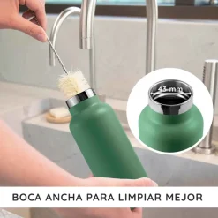 Botella térmica de acero inoxidable, 1000 ml, verde - Bambaw