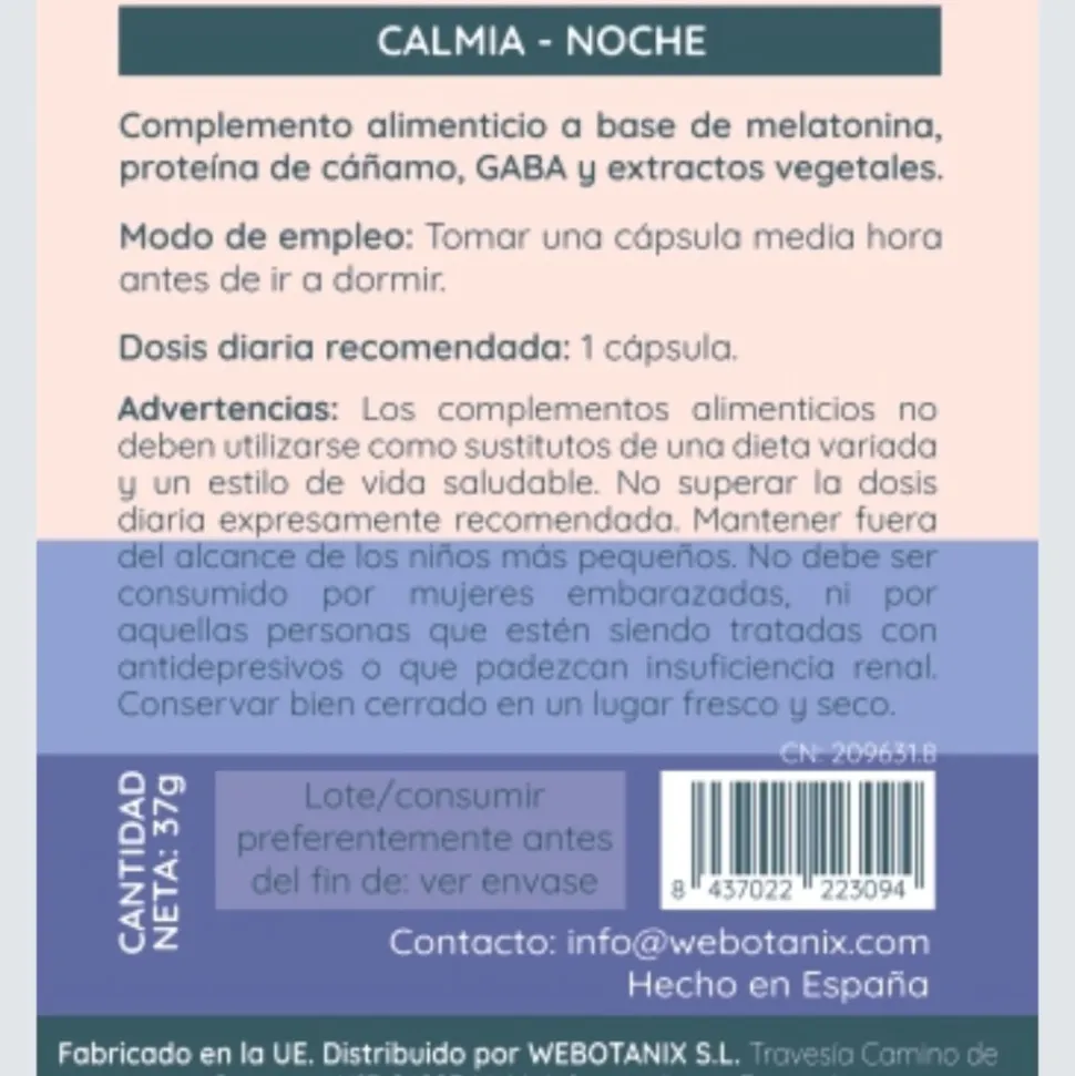 Calmia Noche Forte, en cápsulas - Webotanix