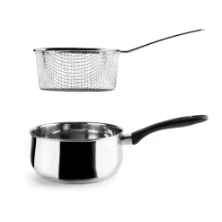 Cazo de acero inoxidable con cestillo para freír, 18 cm - Lacor