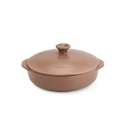 Cazuela de cerámica gres 20 cm con tapa, canela - Topgres