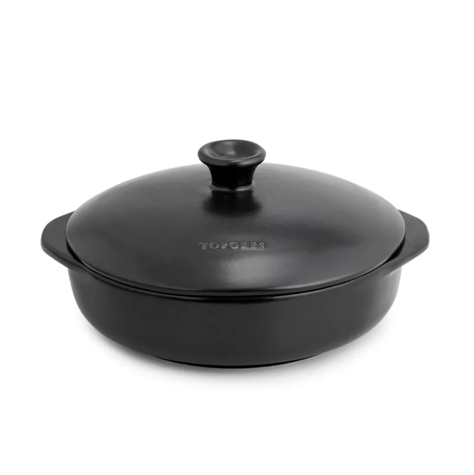 Cazuela de cerámica gres para inducción de 29 cm con tapa, antracita - Topgres