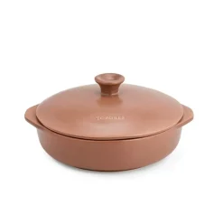 Cazuela de cerámica gres para inducción de 25 cm con tapa, canela - Topgres