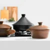 Cazuela de cerámica gres para inducción de 29 cm con tapa, canela - Topgres