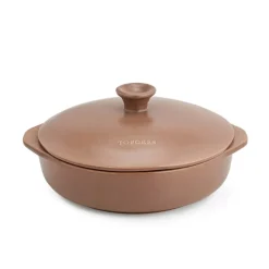Cazuela de cerámica gres para inducción de 32 cm con tapa, canela - Topgres