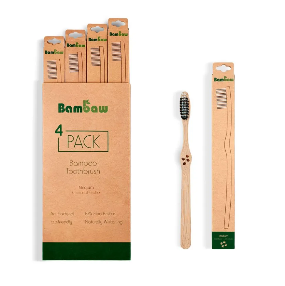 Cepillo de dientes de bambú, dureza media y con carbón activo - Bambaw