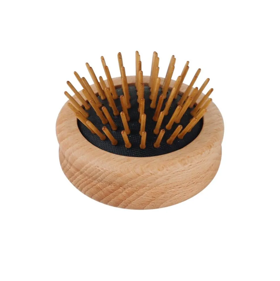 Cepillo de pelo redondo plegable con púas de madera - Redecker