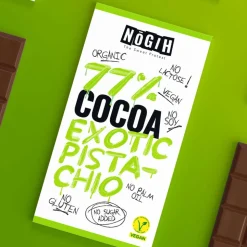 Chocolate ecológico 77% cacao con pistachos - Nogih