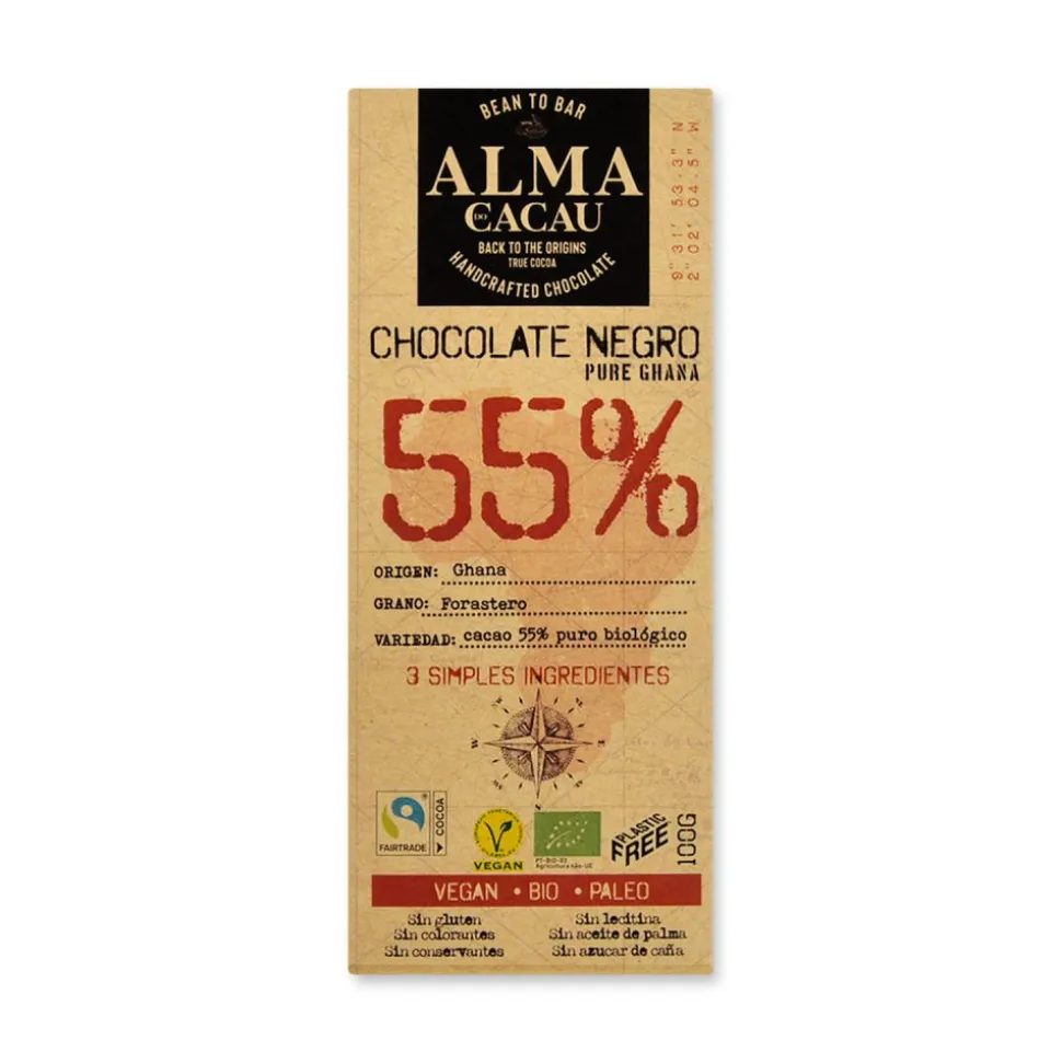 Chocolate ecológico 55% con azúcar de coco - Alma do Cacau