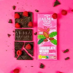 Chocolate ecológico 60% con copos de frambuesa - Alma do Cacau