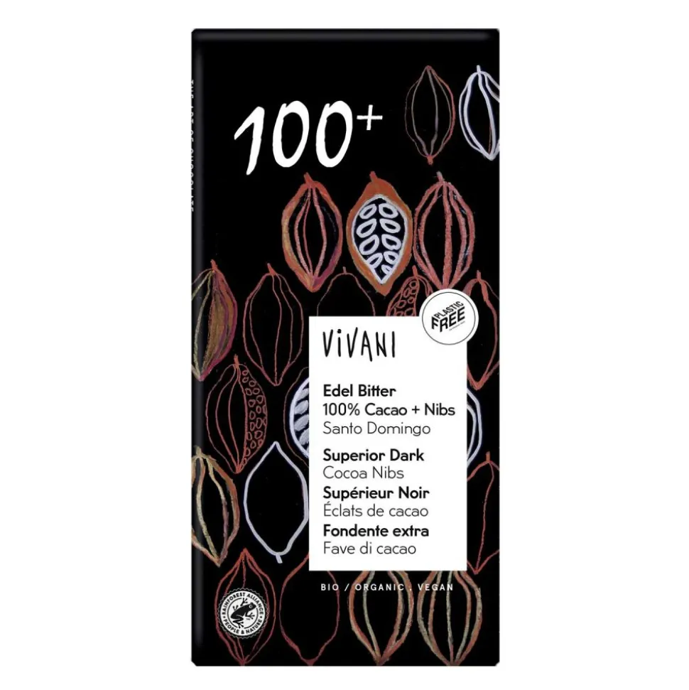 Chocolate ecológico 100% con Nibs de cacao - Vivani