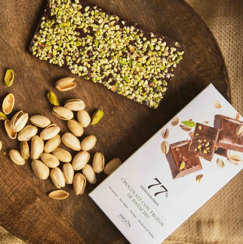Chocolate ecológico con pistachos 77% - Higón
