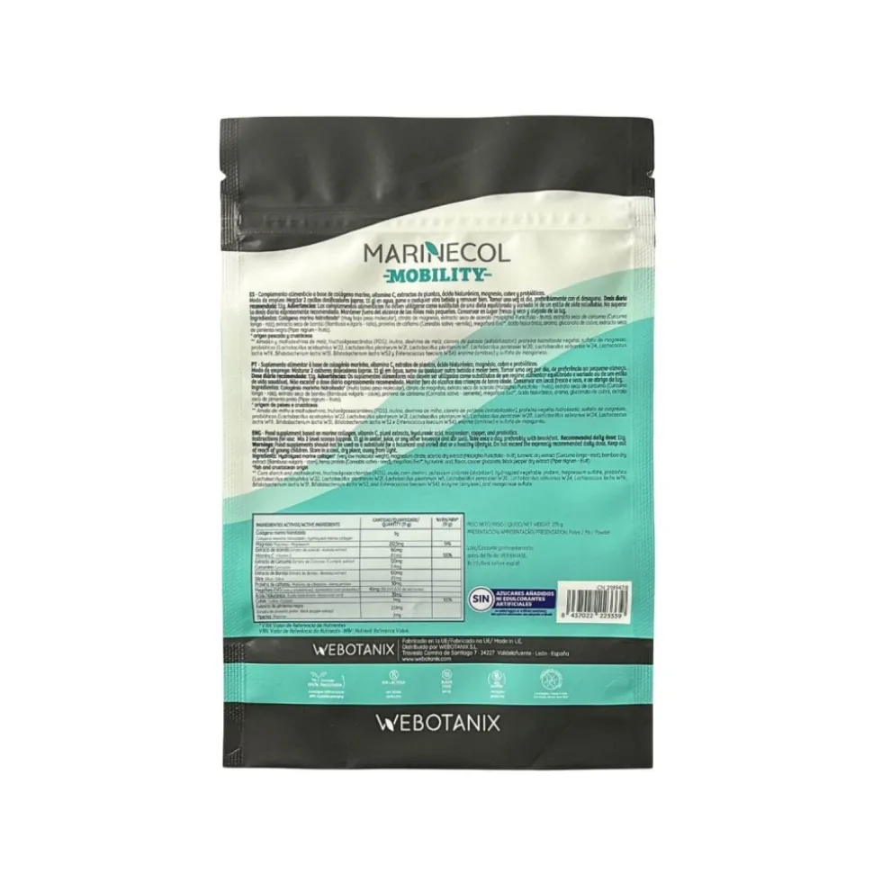 Colágeno hidrolizado marino Marinecol Mobility, 275 g - Webotanix