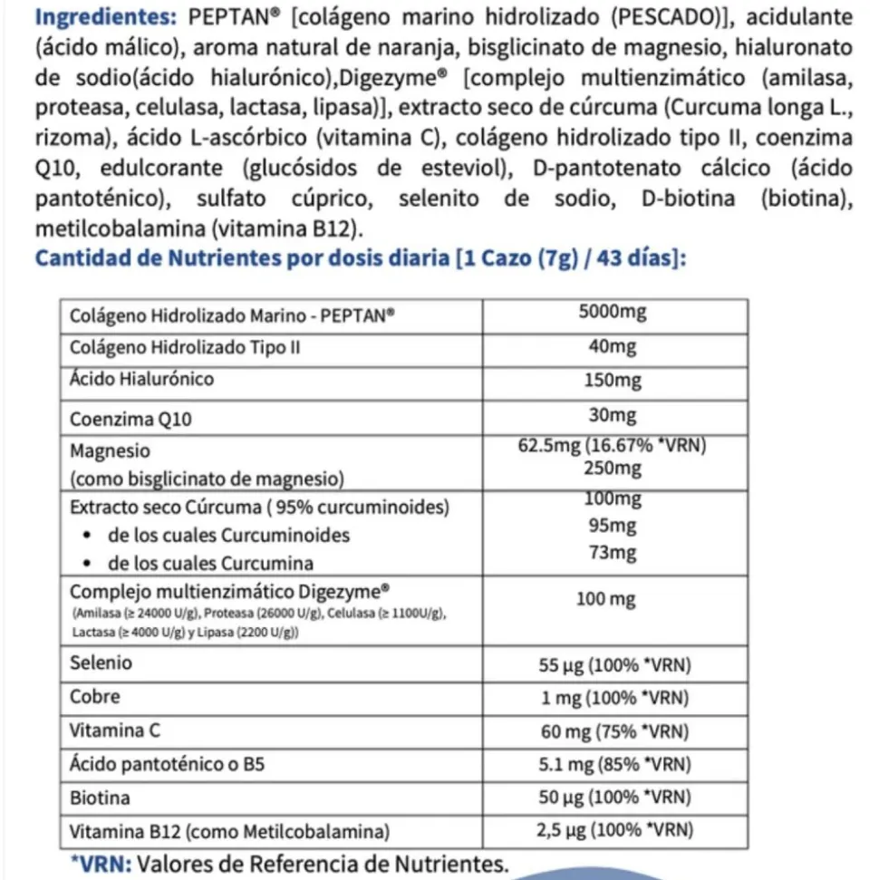 Colágeno hidrolizado marino Peptan con extractos de cúrcuma, 300 g - OFM