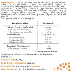 Cúrcuma cursol + probióticos + pimienta, 60 cápsulas - OFM