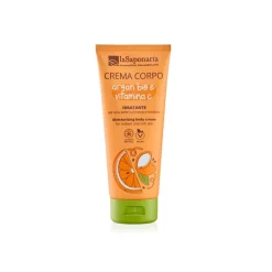 Crema corporal hidratante e iluminadora, todo tipo de pieles, de argán y vitamina C, ecológica - La Saponaria