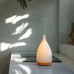 Difusor de cristal y madera ultrasónico "Corona blanco" - Serene House