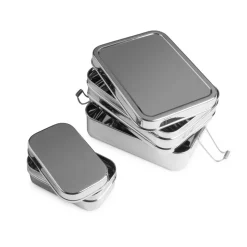 Fiambrera de acero inoxidable, rectangular con 2 pisos y cajita interior, 900 ml - Brotzeit