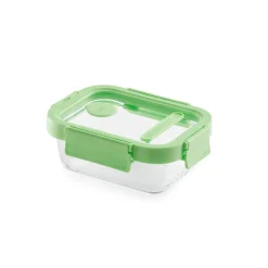 Fiambrera de cristal hermética, rectangular, con tapa con válvula, 370 ml - Lekue