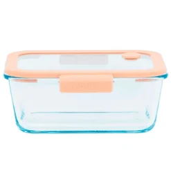Fiambrera de cristal hermética, rectangular con tapa con válvula, 1900 ml - Pebbly