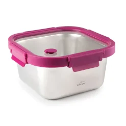 Fiambrera hermética cuadrada de acero inoxidable Etern con tapa de cristal, 1500 ml - Lacor