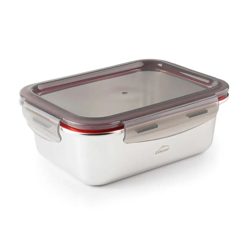 Fiambrera hermética de acero inoxidable rectangular Ecoinox, con tapa, 800 ml - Lacor