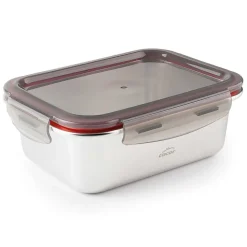 Fiambrera hermética de acero inoxidable rectangular Ecoinox, con tapa, 1200 ml - Lacor
