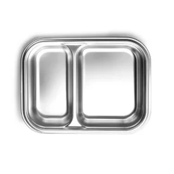Fiambrera hermética de acero inoxidable rectangular Two go, con compartimentos y tapa - Lacor
