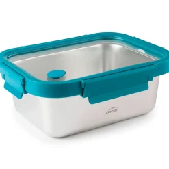 Fiambrera hermética de acero inoxidable rectangular Etern, con tapa de cristal, 1800 ml - Lacor