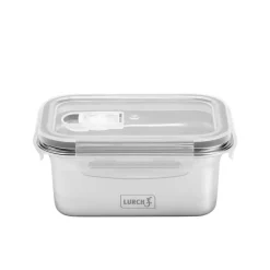 Fiambrera hermética de acero inoxidable rectangular con tapa, 500 ml - Lurch