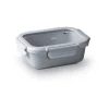 Fiambrera hermética de cerámica rectangular con tapa de cristal, 650 ml, gris - Lacor
