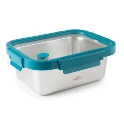 Fiambrera hermética rectangular de acero inoxidable Etern con tapa de cristal, 820 ml - Lacor