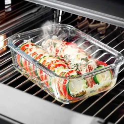 Fiambrera hermética rectangular de cristal con tapa de acero inoxidable 600 ml - Gefu