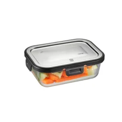 Fiambrera hermética rectangular de cristal con tapa de acero inoxidable 600 ml - Gefu