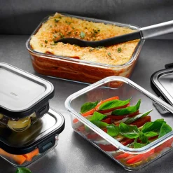 Fiambrera hermética rectangular de cristal con tapa de acero inoxidable 1000 ml - Gefu