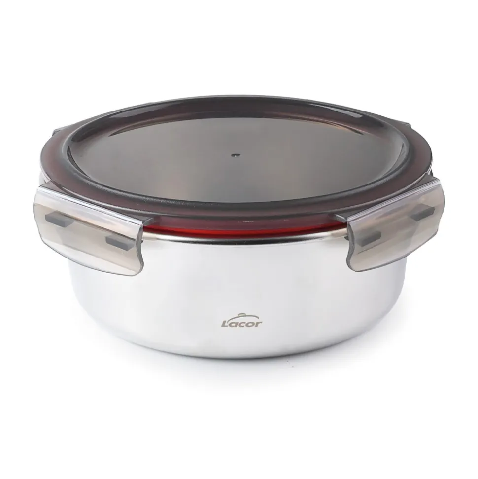 Fiambrera hermética redonda de acero inoxidable Ecoinox con tapa, 1500 ml - Lacor