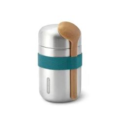 Fiambrera térmica de acero inoxidable con cucharón y cinta azul, 400 ml - Black & Blum