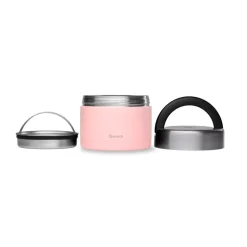 Fiambrera térmica Qwetch acero inoxidable con bandeja extraíble, rosa - 850 ml