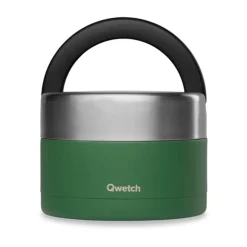 Fiambrera térmica Qwetch acero inoxidable con bandeja extraíble, verde - 850 ml
