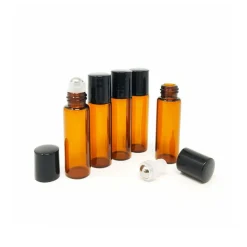 Frasco de cristal ámbar roll-on para aceites esenciales - 5 ml