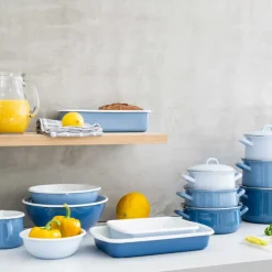 Fuente de acero esmaltado para horno, grande, azul, 1,7 litros - Riess