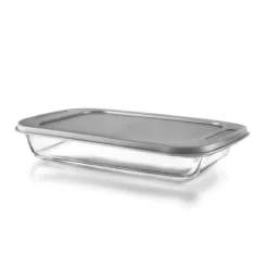 Fuente de borosilicato rectangular Kristall con tapa para horno, 35,5 cm - Ibili
