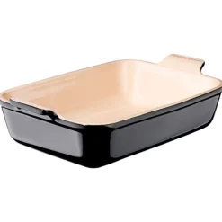 Fuente de cerámica gres esmaltada para horno, color negro, 4 litros - Le Creuset